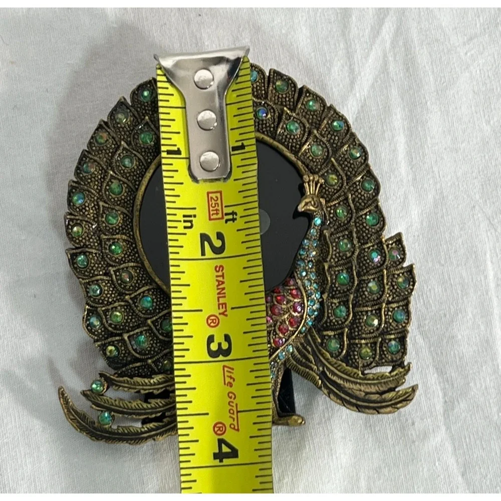 Pier 1 Imports Peacock Picture Frame‎ Rhinestones Cast Metal Desk Frame Bird